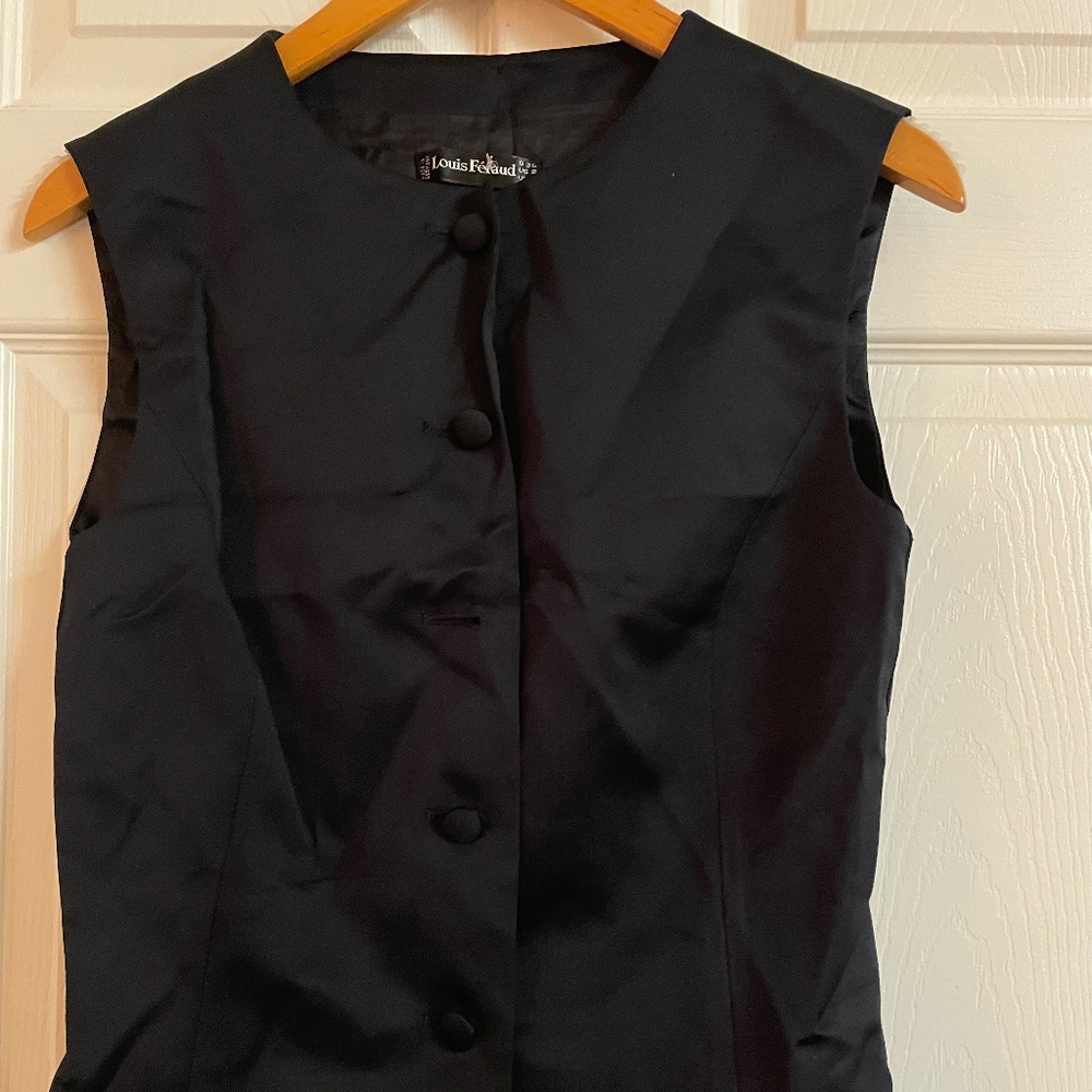 Vintage Louis Féraud Couture Black Button-Down Vest Chic Elegant Sz 8